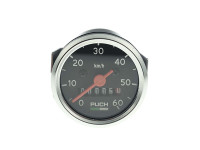 Speedometer kilometer 48mm 60km/h VDO replica black with Puch logo