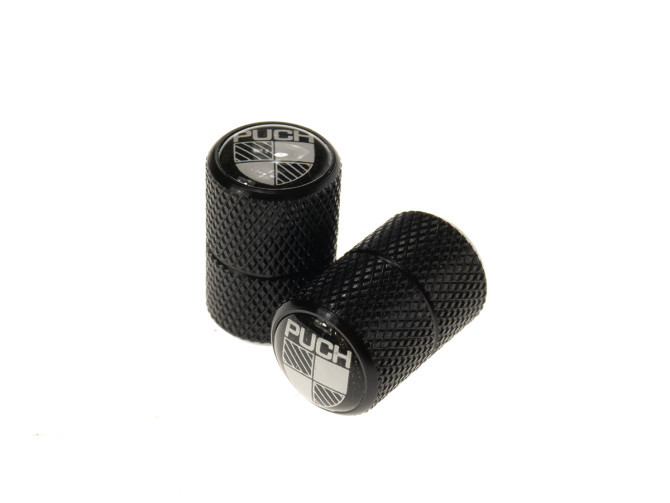 Valve caps set black aluminium with Puch Logo black / white product