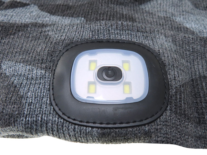 Beanie Mütze mit LED-Lampe Tarnfarbe Grau product