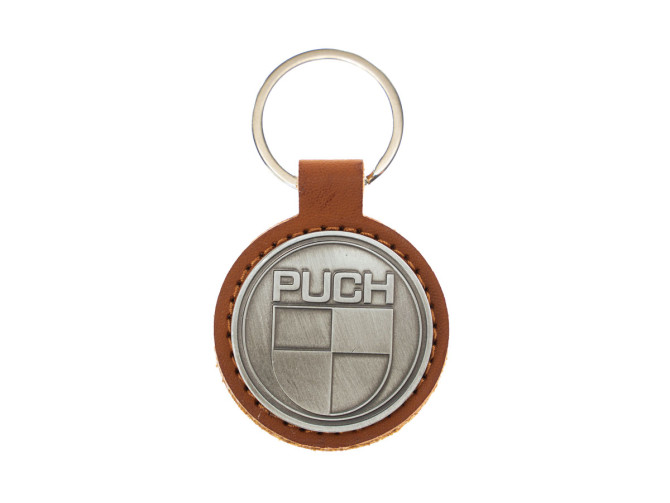 Sleutelhanger Puch logo cognac kunstleder / metaal RealMetal product