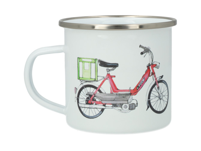 Lakor Puch Red Enamel Mug White 350ml – Puch Maxi Design product