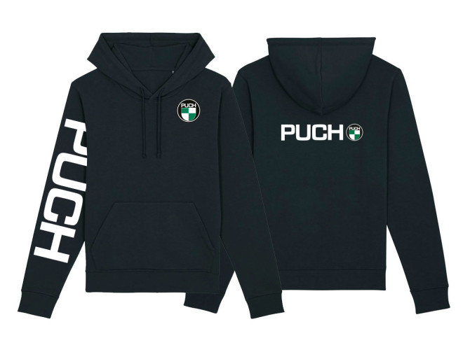 Hoodie Kapuzenpullover Puch Logo und Ärmeldruck Schwarz (S-XXXL) product