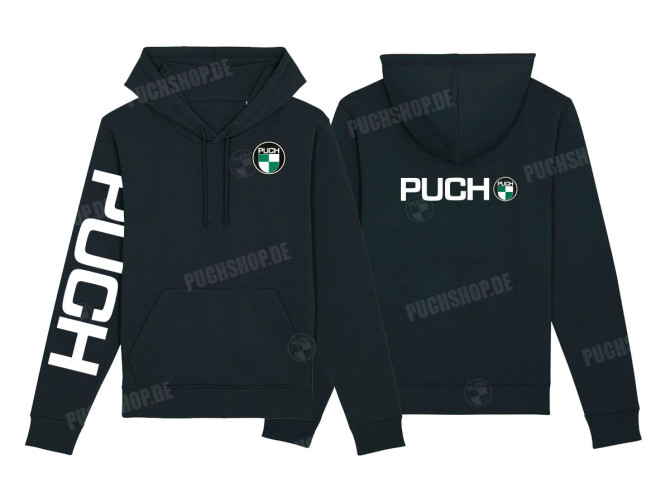 Hoodie Kapuzenpullover Puch Logo und Ärmeldruck Schwarz (S-XXXL) main