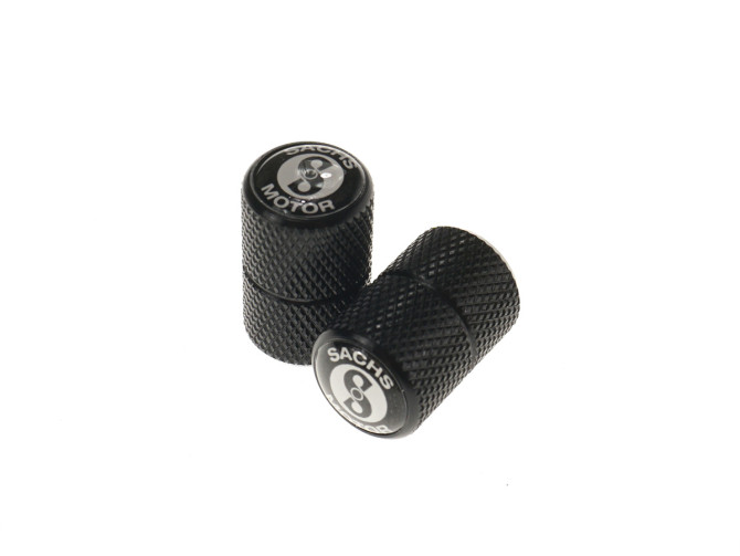 Valve caps set black aluminium with Sachs Logo black/white product