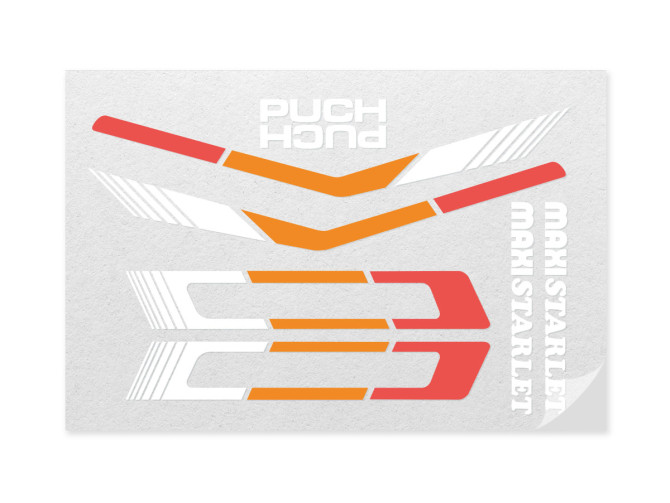 Sticker set Puch Maxi Starlet orange / red / white complete product