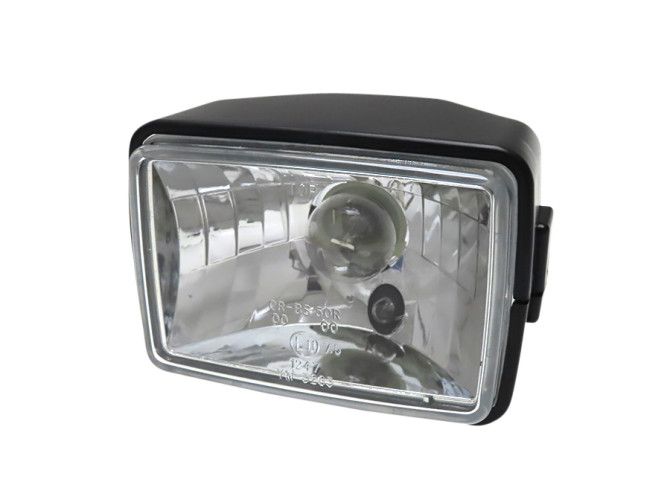 Headlight square 150mm black clear glass A-quality product