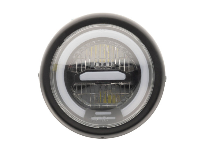 Headlight round 165mm angel eye LED 12V matt black  product