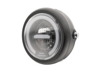 Headlight round 165mm angel eye LED 12V matt black 