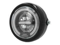 Headlight round 165mm angel eye LED 12V gloss black