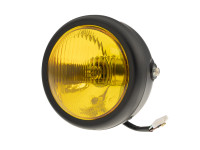 Headlight round 165mm halogen 12V 35W matt black yellow glass