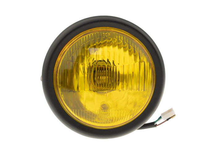 Headlight round 165mm halogen 12V 35W matt black yellow glass product