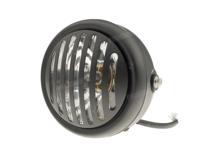 Headlight round 165mm halogen 12V 35W matt black with grill main